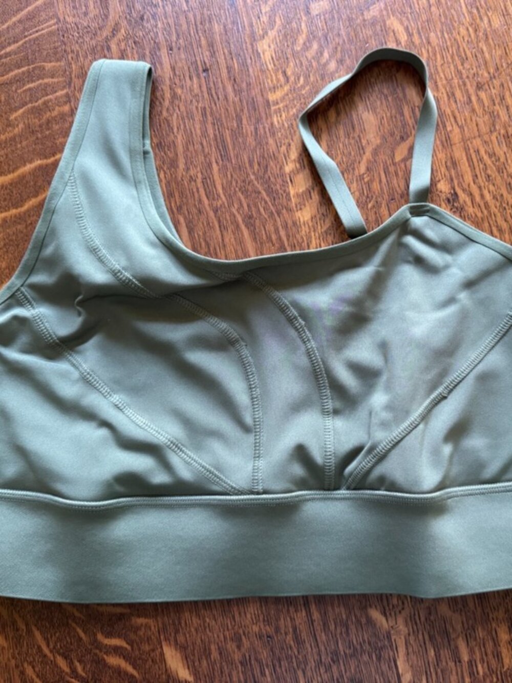 NWT Phoenix Malibu Bold Shoulder Activewear Bra Olive Green Large - Picture 2 of 7